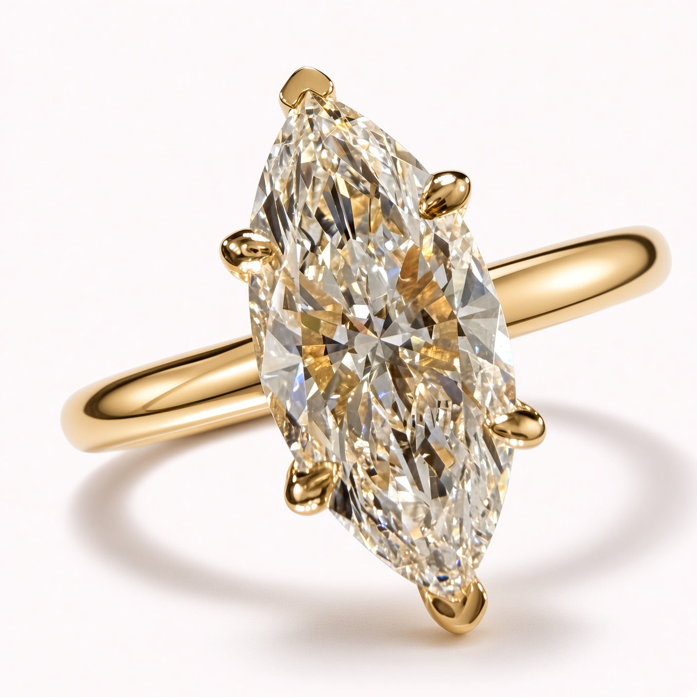 1.5ct Marquise Cut Lab Grown Diamond IGI Certified 14K Yellow Gold Solitaire Engagement Ring