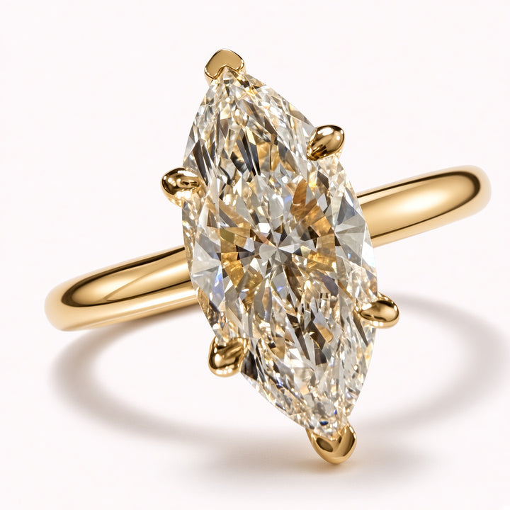 1.5ct Marquise Cut Lab Grown Diamond IGI Certified 14K Yellow Gold Solitaire Engagement Ring