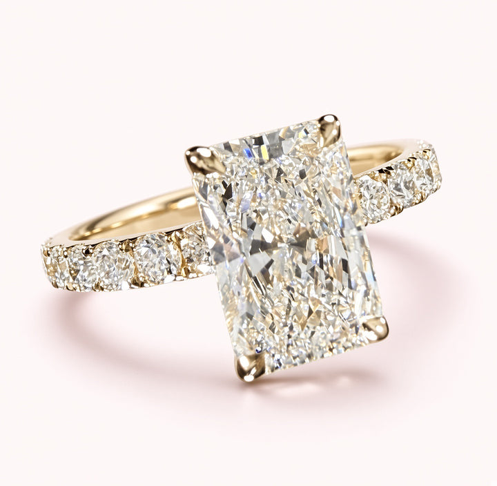 2.27ct Total Weight Radiant Cut Lab Grown Diamond IGI Certified14K Yellow Gold Engagement Ring