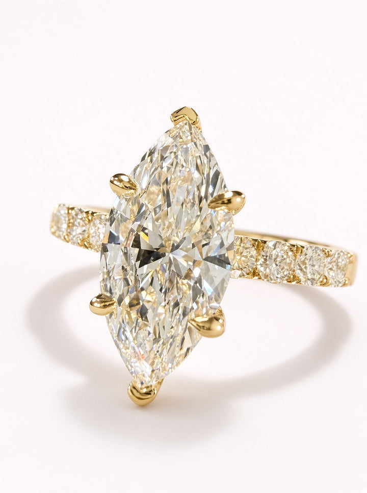 2.27ct Total Weight Marquise Cut Diamond IGI Certified 14K Yellow Gold Engagement Ring