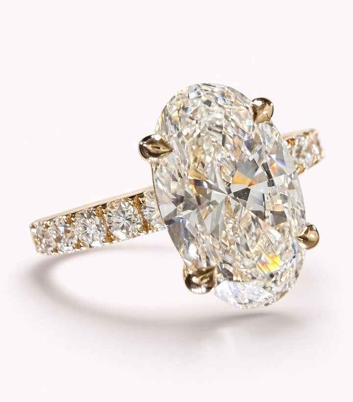 2.78ct Total Weight Oval Cut Diamond IGI Certified 14K Yellow Gold Engagement Ring