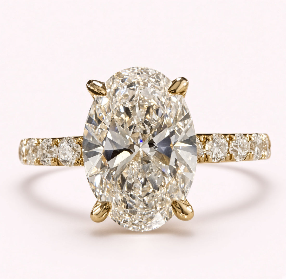 2.27ct Total Weight Oval Cut Diamond IGI Certified 14K Yellow Gold Engagement Ring