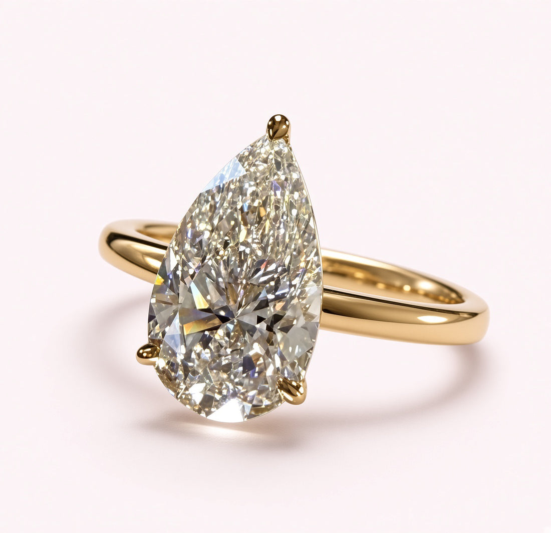 Pear Lab Grown Diamond Engagement Ring | 1.5ct IGI Certified | 14K Yellow Gold