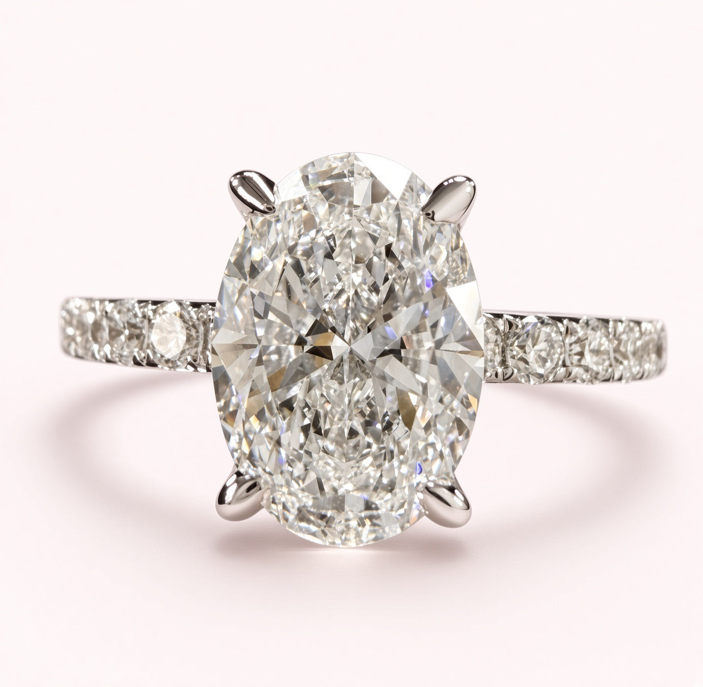 2.25ct Total Weight Oval Cut Diamond IGI Certified 14K White Gold Engagement Ring