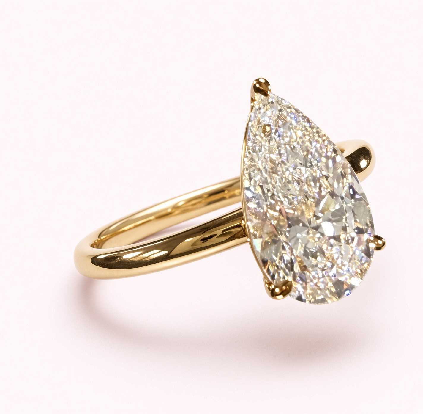 1.5ct Pear Cut Lab Grown Diamond IGI Certified 14K Yellow Gold Engagement Ring