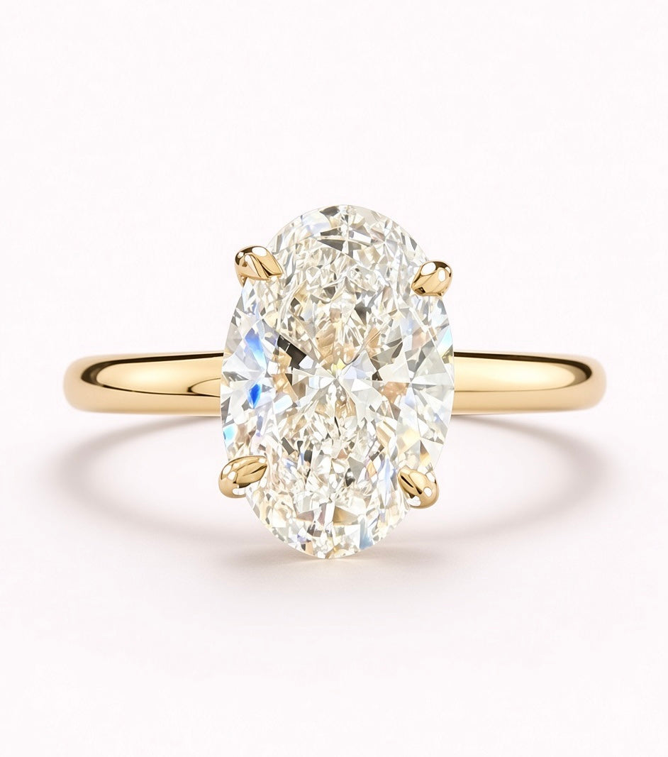 1.5ct Oval Cut Lab Grown Diamond IGI Certified 14K Yellow Solitaire Gold Engagement Ring