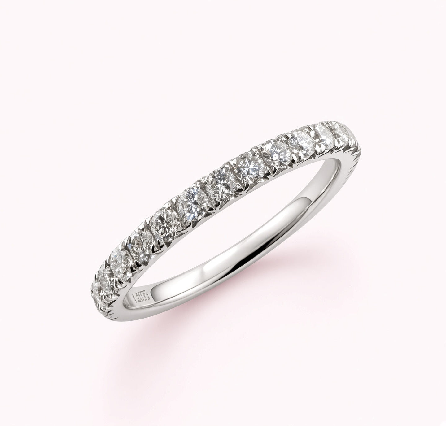 14K White Gold 2mm .8cttw Round Diamond Pave Wedding Band