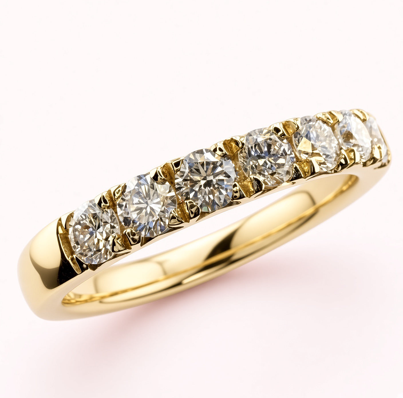 14K Yellow Gold 3mm 1.75cttw Round Diamond French Pave Wedding Band