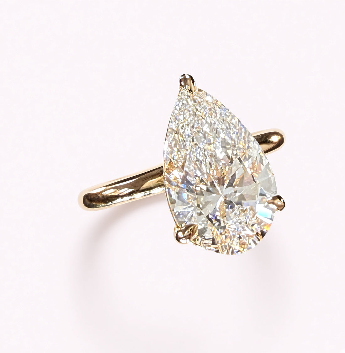 3.03ct Pear Cut Lab Grown Diamond Solitaire Engagement Ring