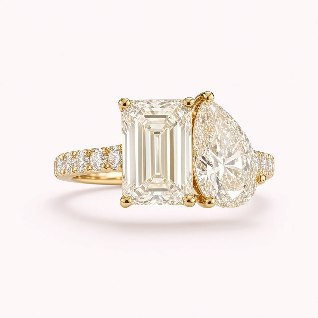 3.75ct Toi et Moi Diamond Pave Engagement Ring