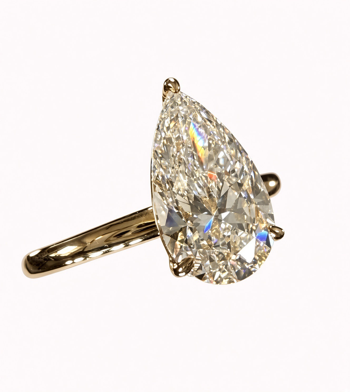 2ct Pear Cut Lab Grown Diamond Solitaire Engagement Ring
