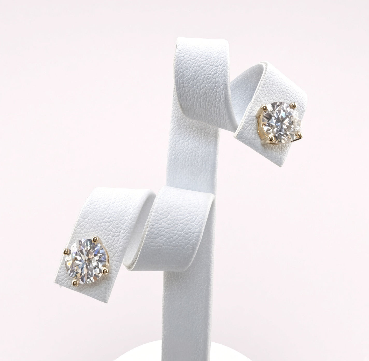 Round Cut Lab Grown Diamond Stud Earrings | 2cttw IGI Certified | 14K Yellow Gold