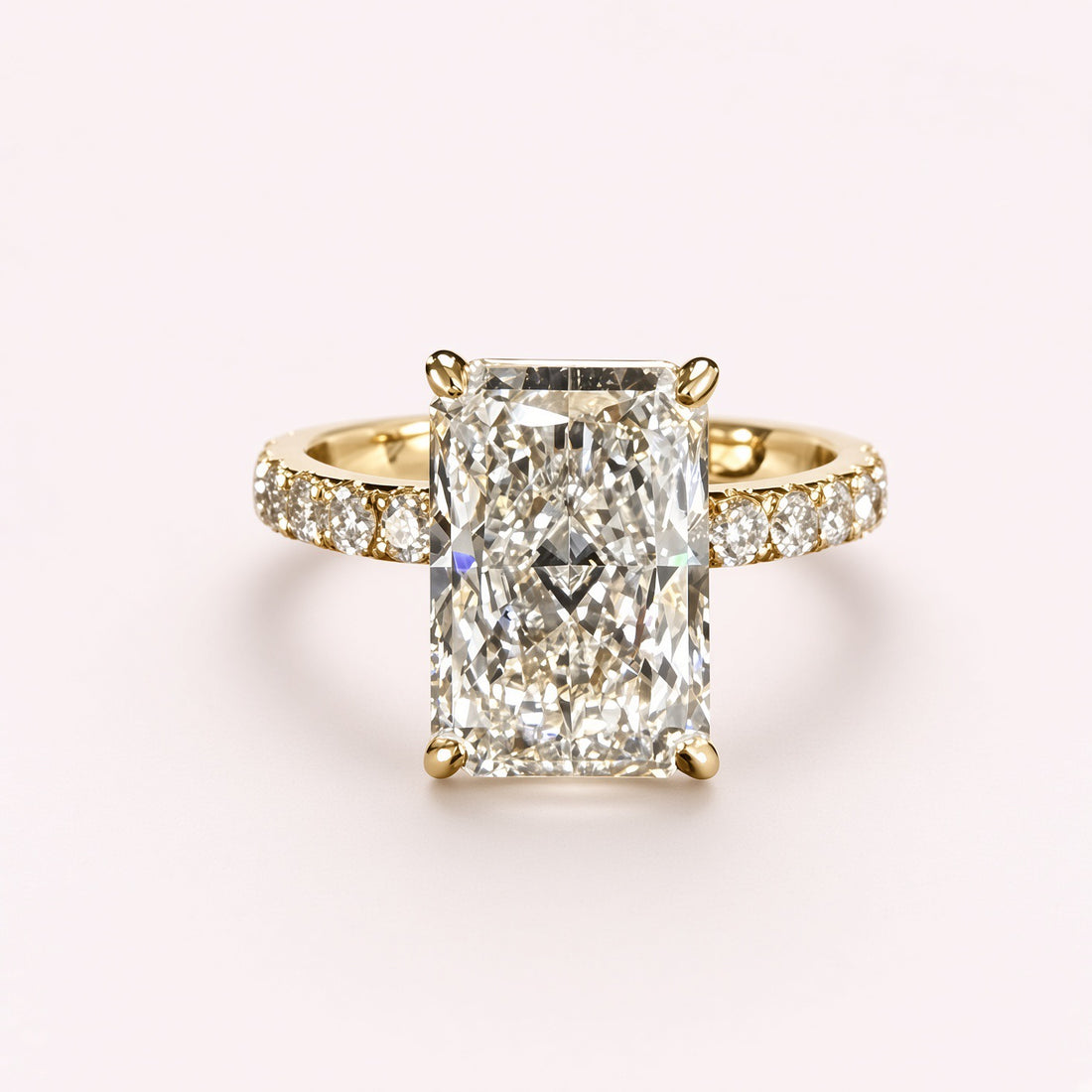 Radiant Cut Lab Grown Diamond Engagement Ring | 3.78ct IGI Certified | 14K Yellow Gold