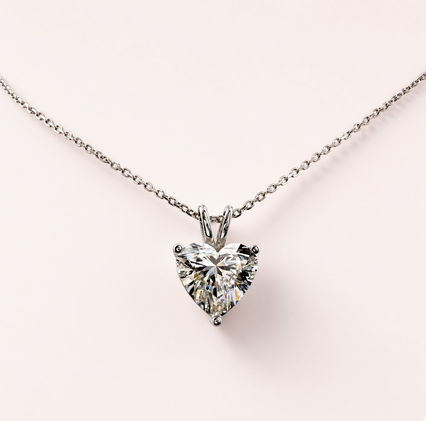 3ct Heart Cut Diamond IGI Certified Pendant 14K White Gold 16" Chain Necklace