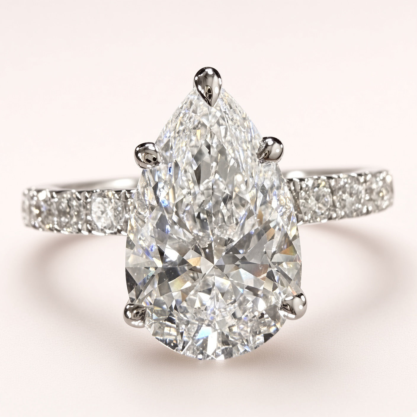 3.55ct Total Weight Pear Cut Lab Grown Diamond IGI Certified 14K Yellow Gold Engagement Ring