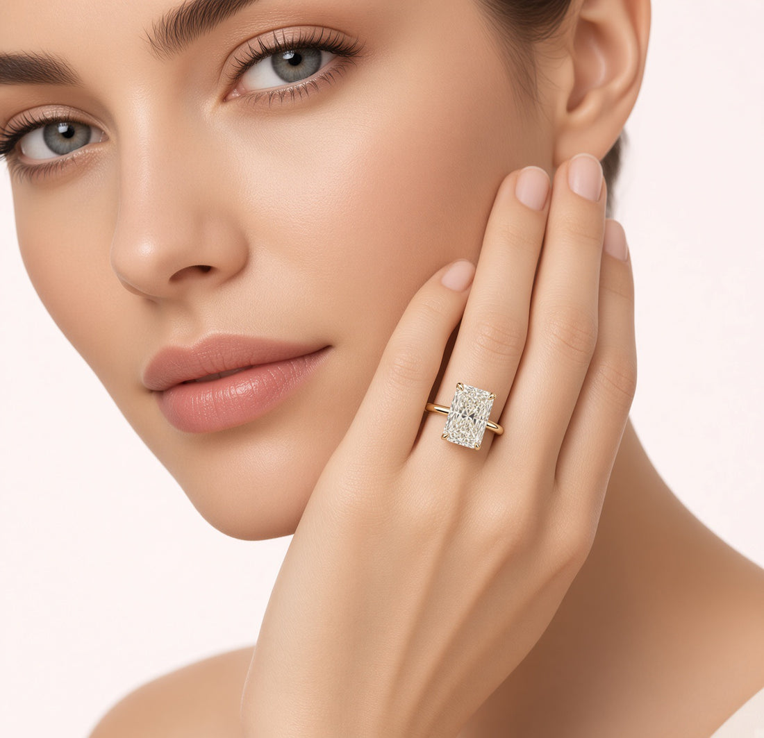 Radiant Cut Lab Grown Diamond Engagement Ring | 2ct IGI Certified | 14K Yellow Gold Solitaire