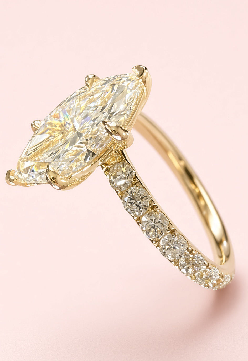 Marquise Lab Grown Diamond Engagement Ring | 2.27ct IGI Certified | 14K Yellow Gold