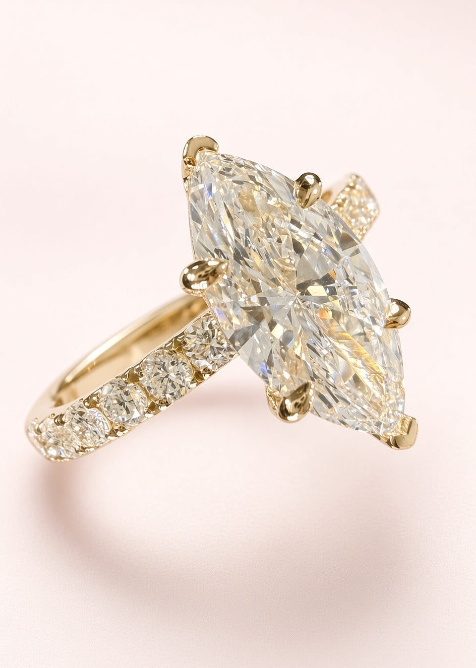 Marquise Lab Grown Diamond Engagement Ring | 2.27ct IGI Certified | 14K Yellow Gold