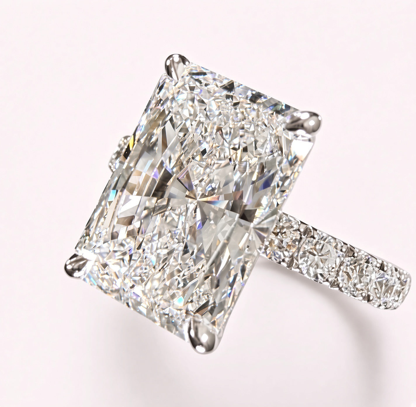 Radiant Cut Lab Grown Diamond Engagement Ring | 5.05ct IGI Certified | 14K White Gold Pavé