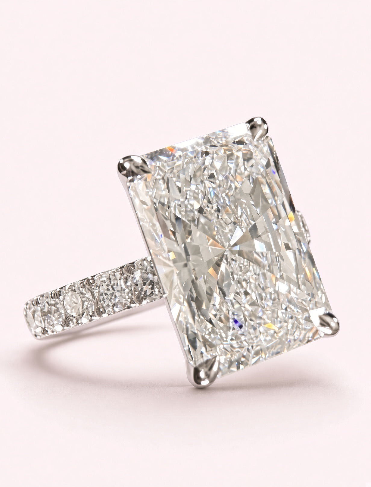 Radiant Cut Lab Grown Diamond Engagement Ring | 5.05ct IGI Certified | 14K White Gold Pavé