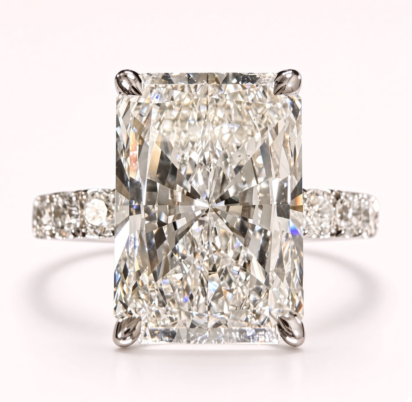 Radiant Cut Lab Grown Diamond Engagement Ring | 5.05ct IGI Certified | 14K White Gold Pavé