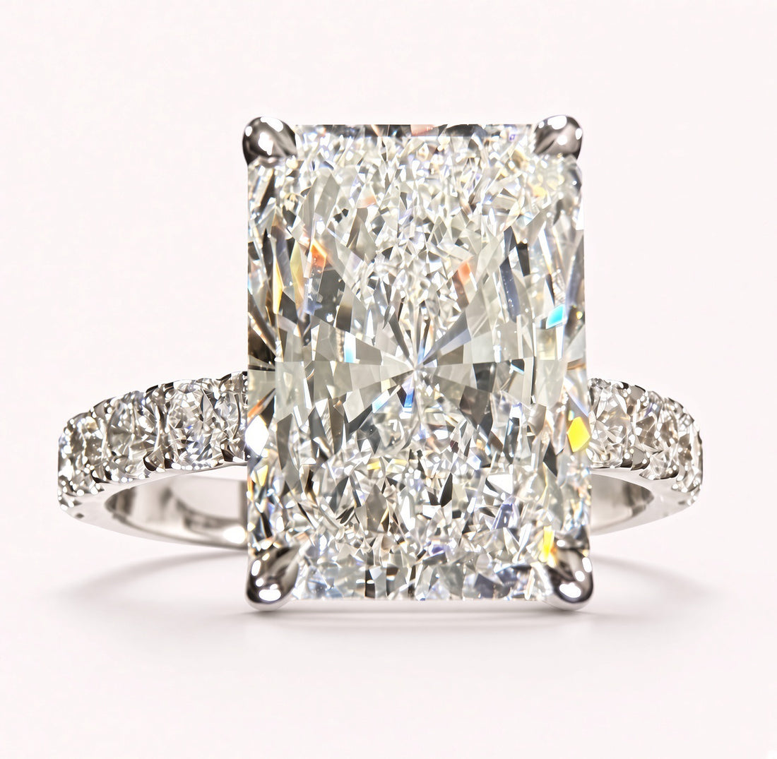 Radiant Cut Lab Grown Diamond Engagement Ring | 5.05ct IGI Certified | 14K White Gold Pavé
