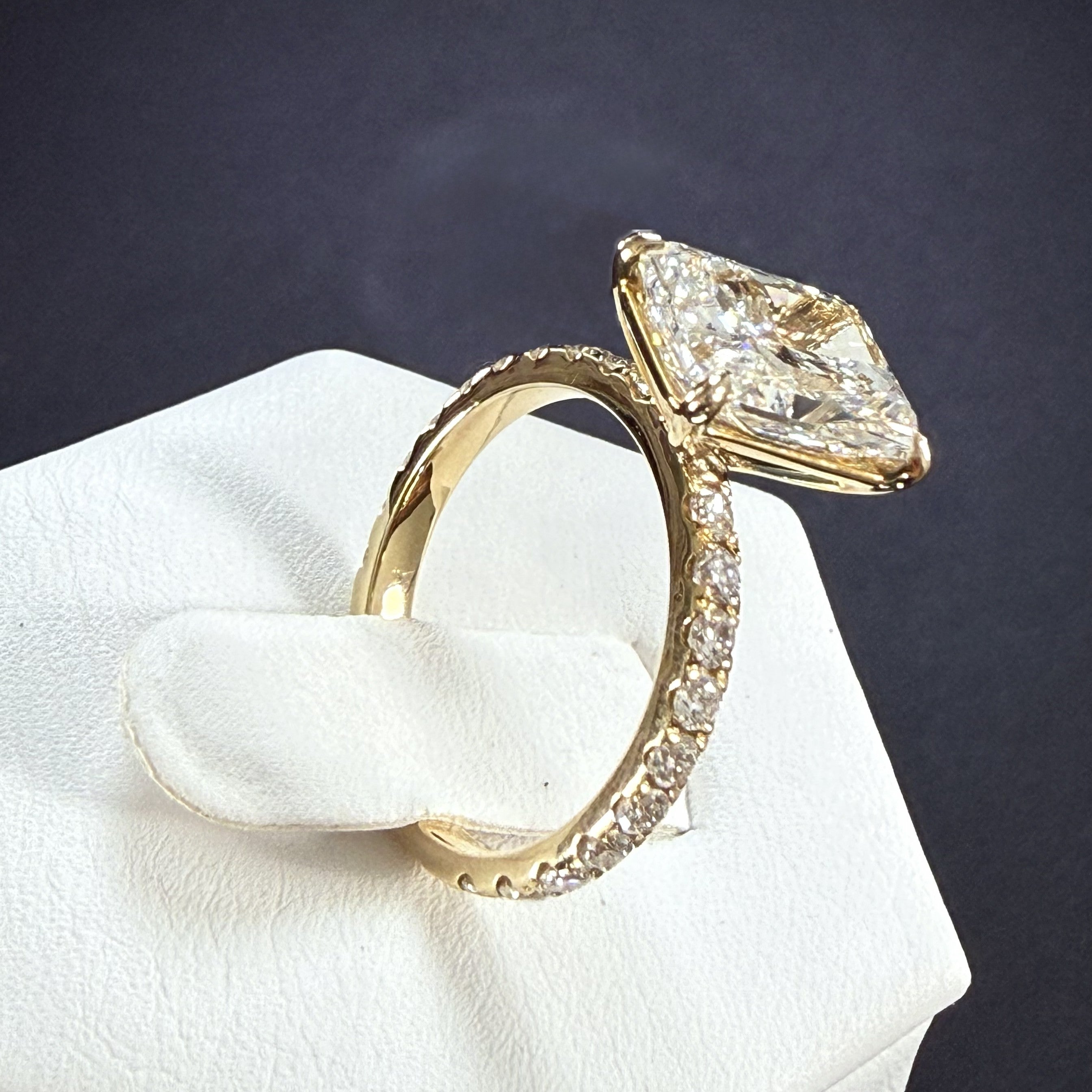 3.78ct Total Weight Radiant Cut Lab Grown Diamond IGI Certified 14K Yellow Gold Engagement Ring