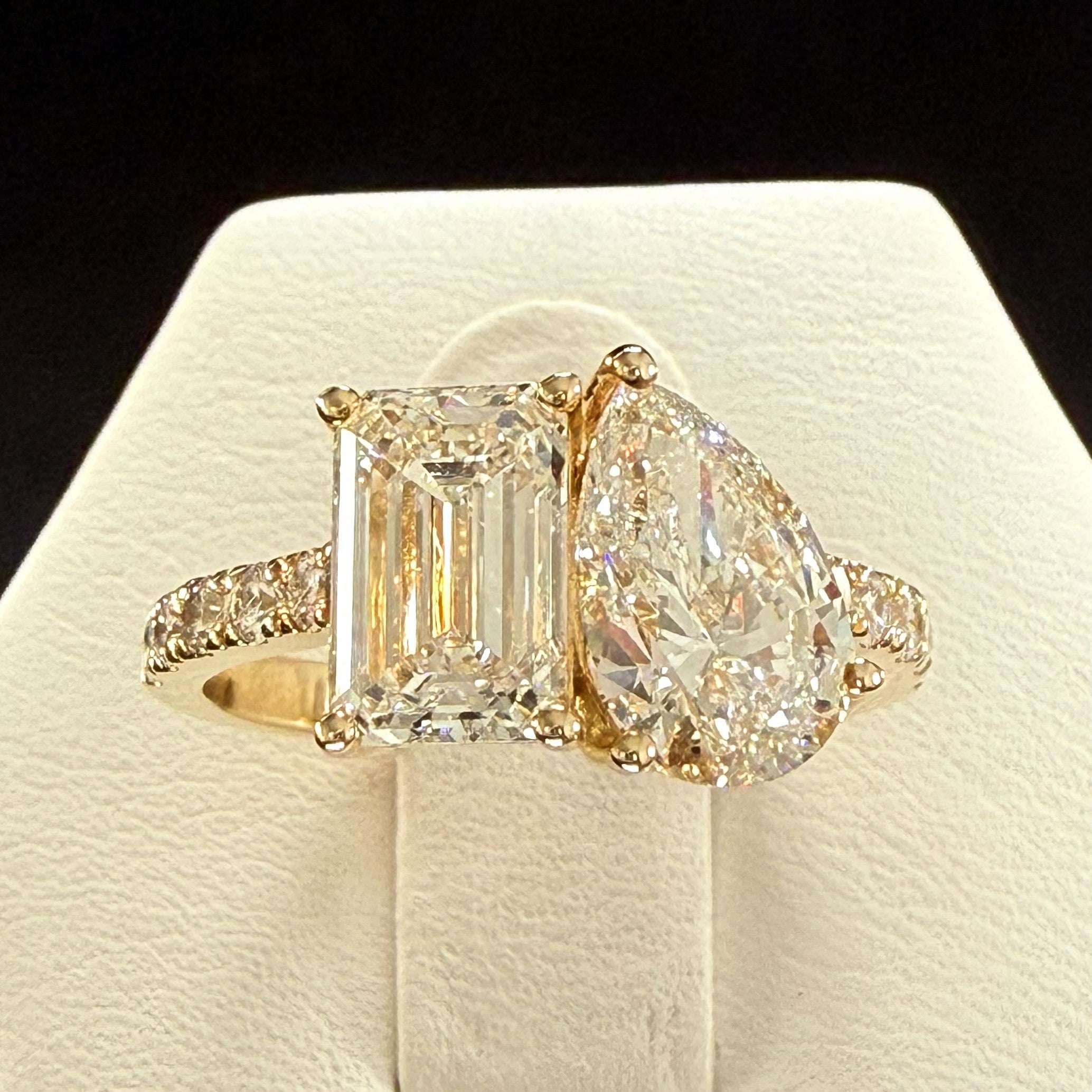 3.75ct Toi et Moi Diamond IGI Certified 14K Yellow Gold Pave Engagement Ring