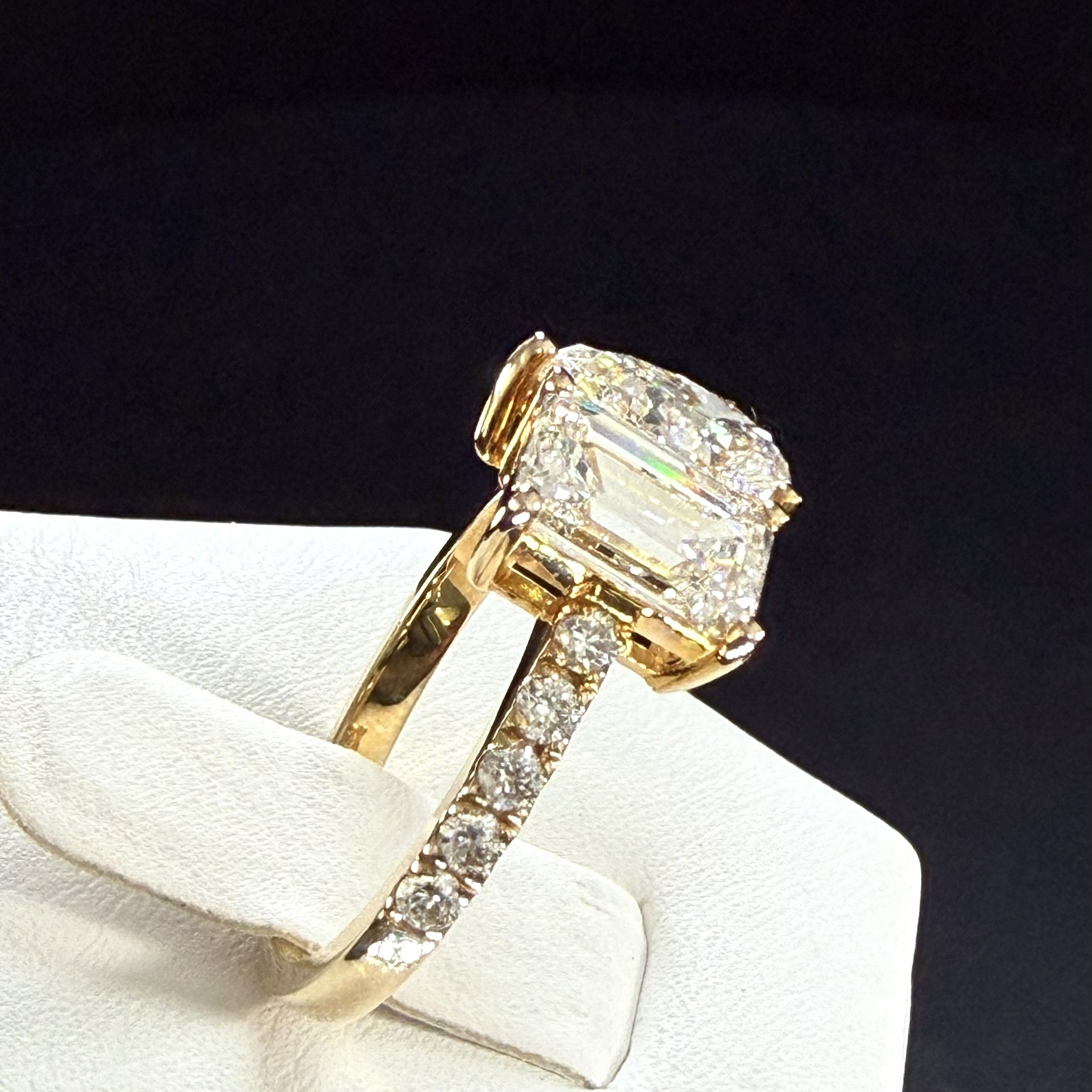 3.75ct Toi et Moi Diamond IGI Certified 14K Yellow Gold Pave Engagement Ring