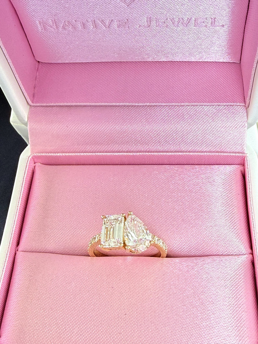 3.75ct Toi et Moi Diamond IGI Certified 14K Yellow Gold Pave Engagement Ring