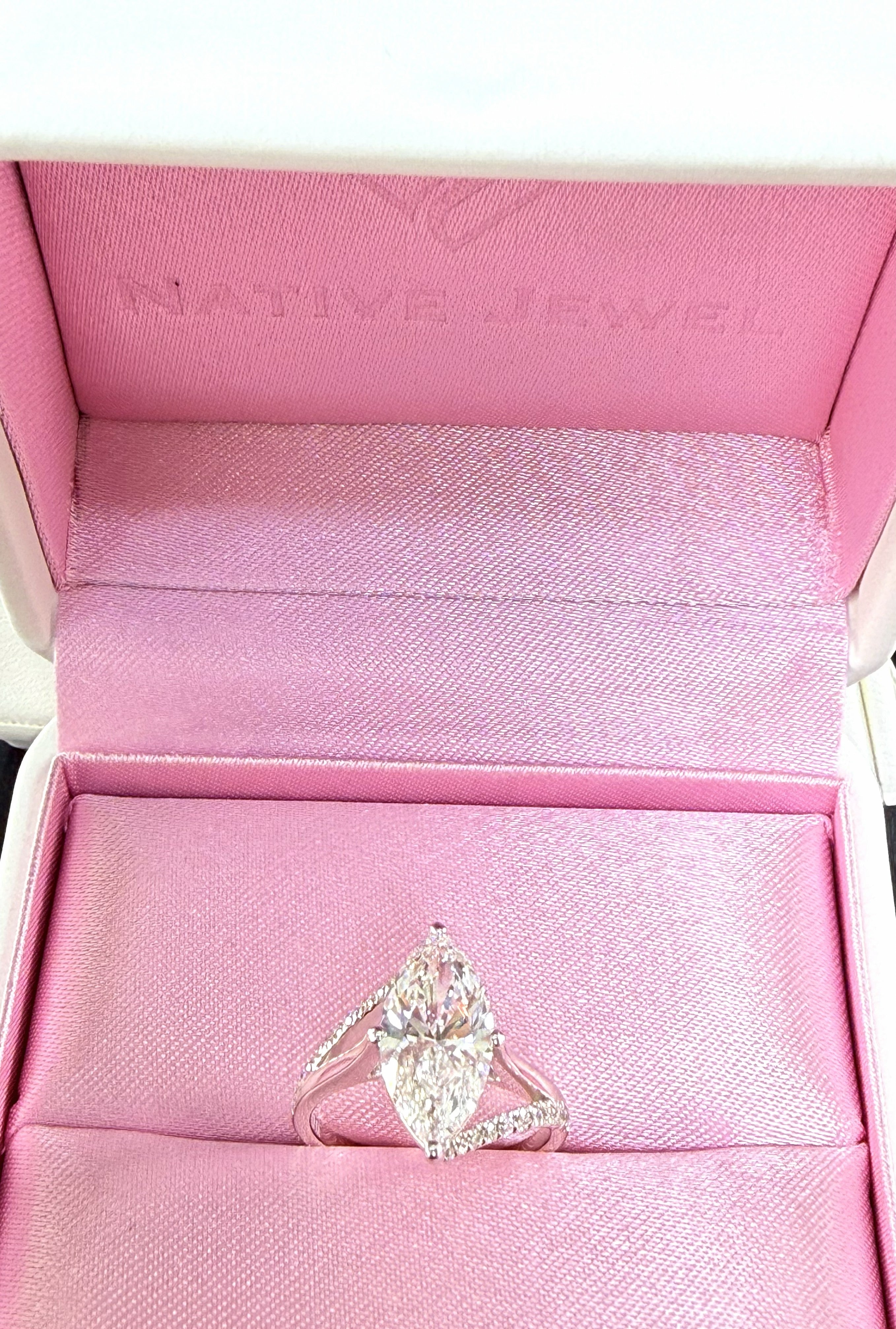 3.75ct Total Weight Marquise Cut Lab Grown Diamond IGI Certified 14K White Gold Engagement Ring