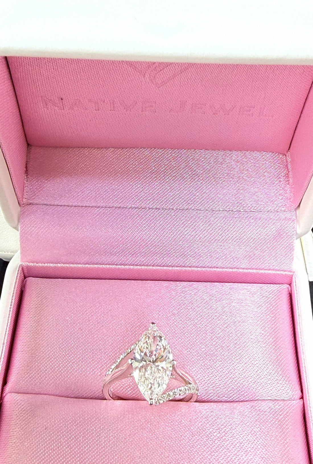 3.75ct Total Weight Marquise Cut Lab Grown Diamond IGI Certified 14K White Gold Engagement Ring
