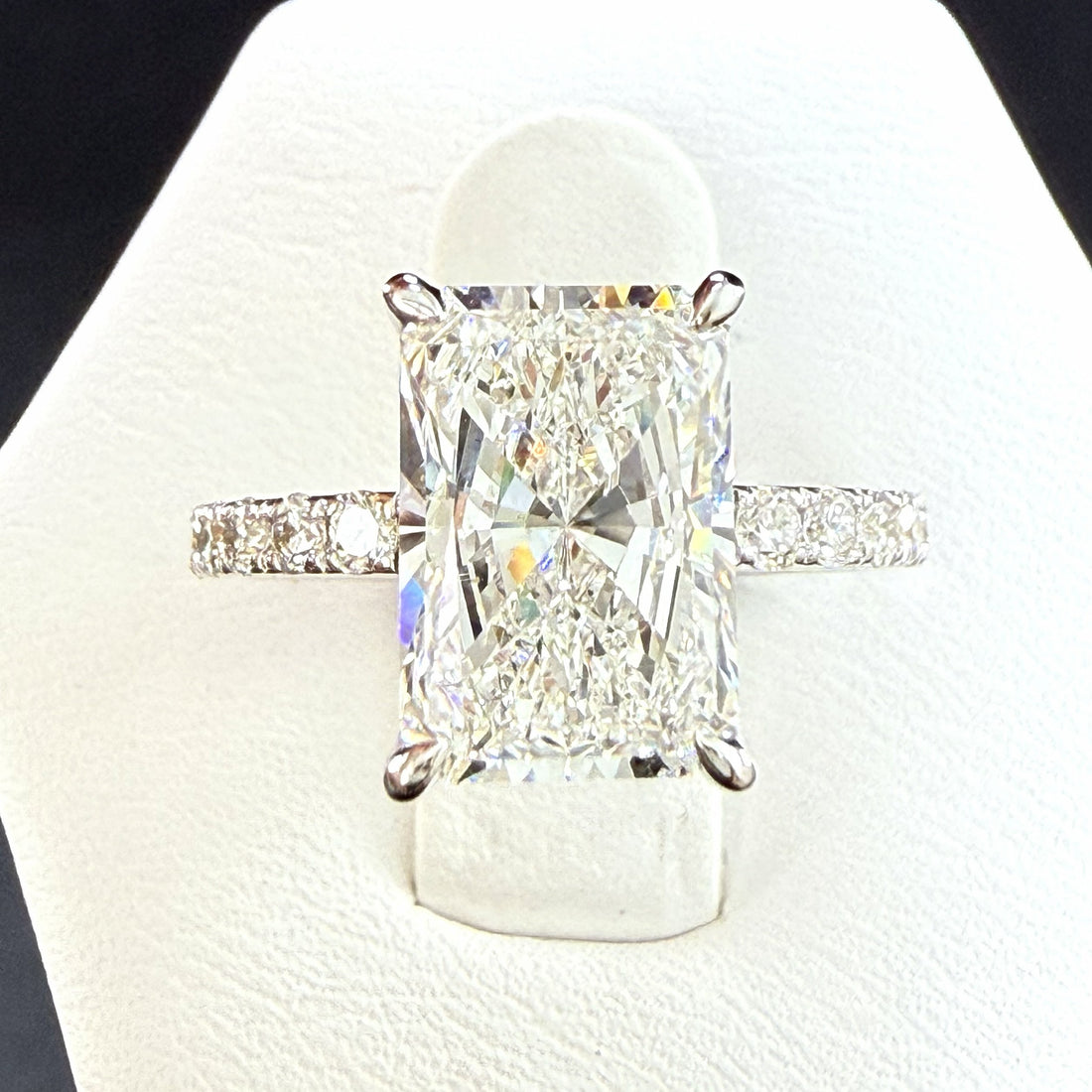 3.75ct Total Weight Radiant Cut Lab Grown Diamond IGI Certified 14K White Gold Engagement Ring