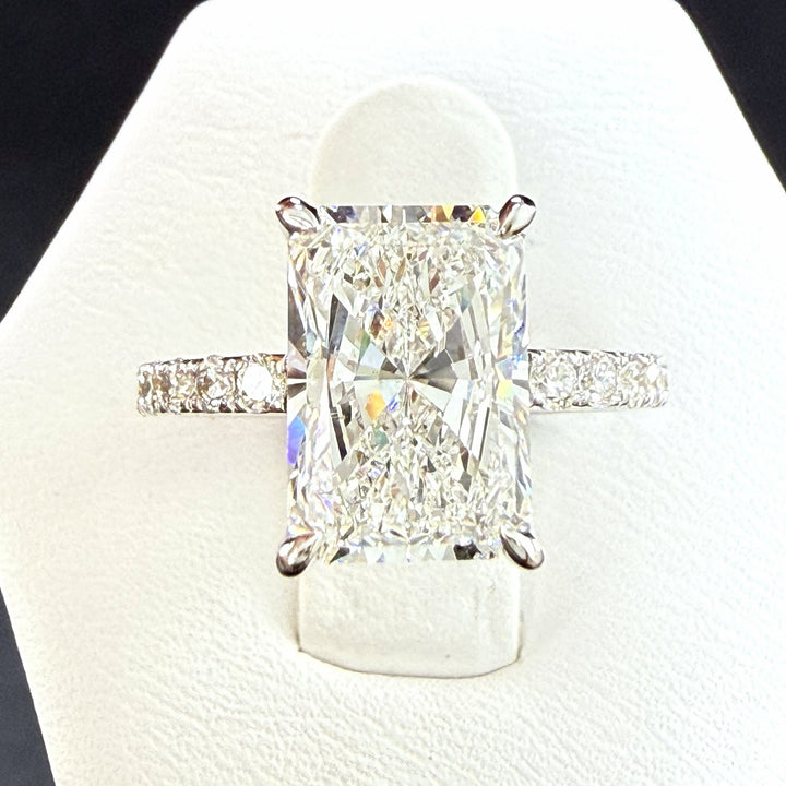 3.75ct Total Weight Radiant Cut Lab Grown Diamond IGI Certified 14K White Gold Engagement Ring