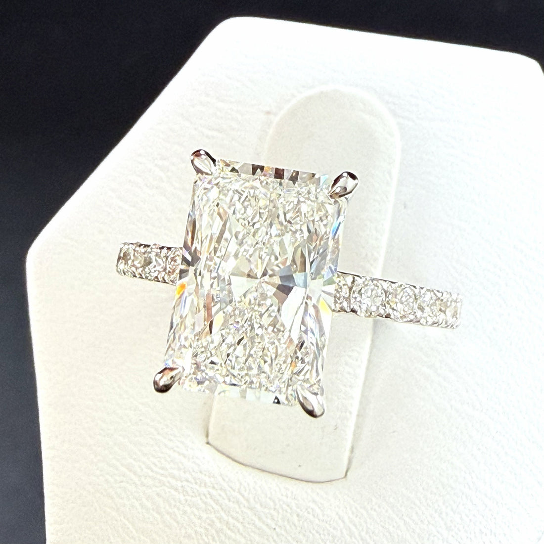3.75ct Total Weight Radiant Cut Lab Grown Diamond IGI Certified 14K White Gold Engagement Ring