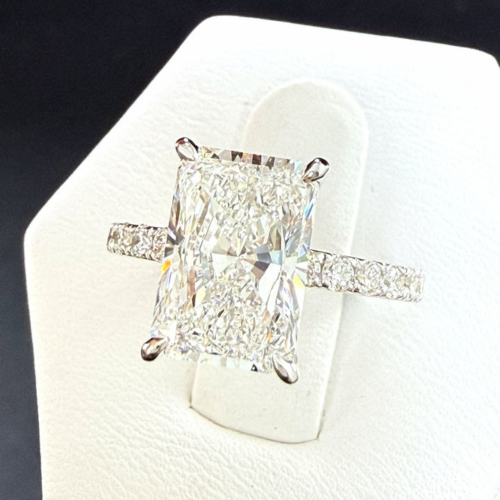 3.75ct Total Weight Radiant Cut Lab Grown Diamond IGI Certified 14K White Gold Engagement Ring