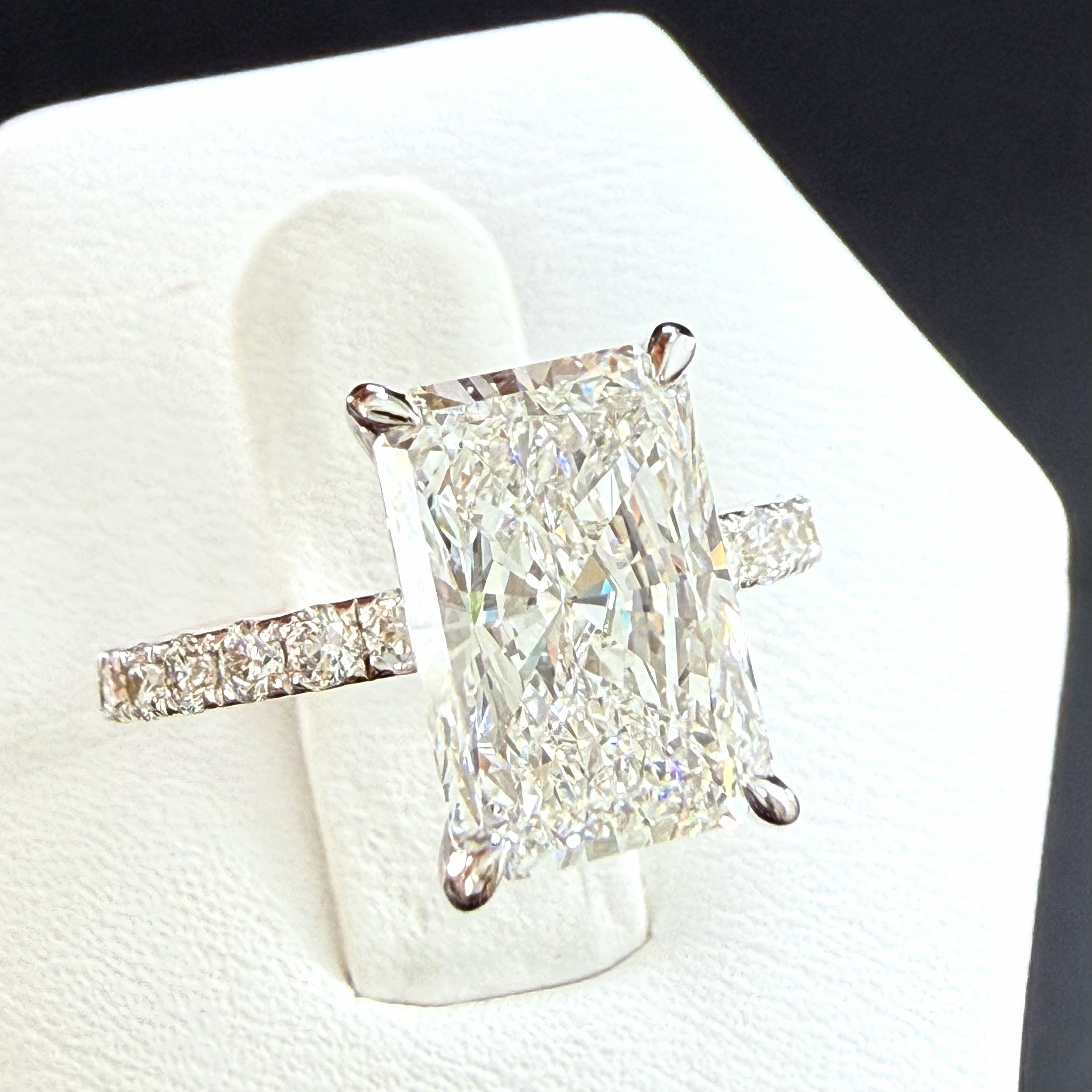 3.75ct Total Weight Radiant Cut Lab Grown Diamond IGI Certified 14K White Gold Engagement Ring