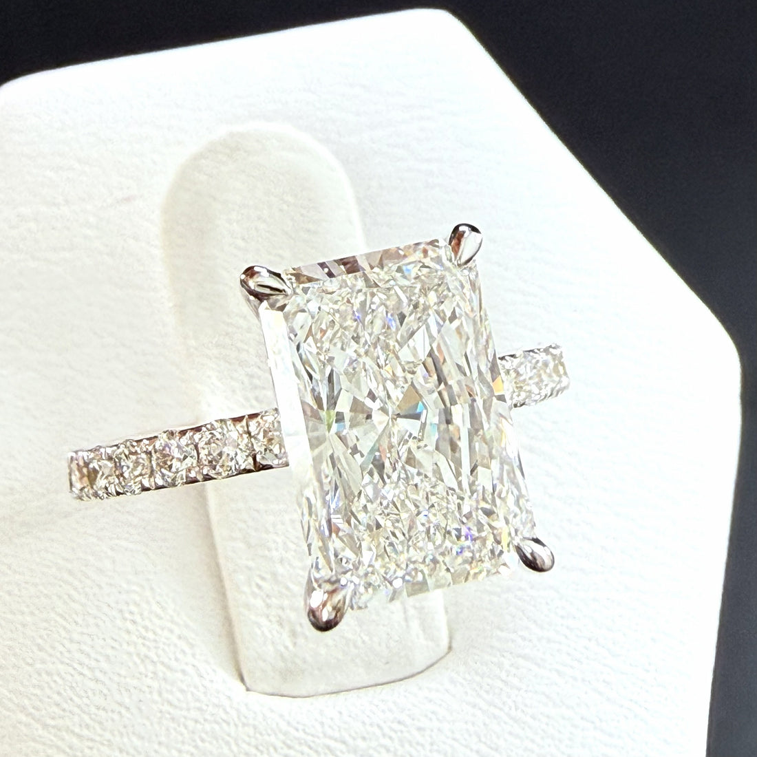 3.75ct Total Weight Radiant Cut Lab Grown Diamond IGI Certified 14K White Gold Engagement Ring