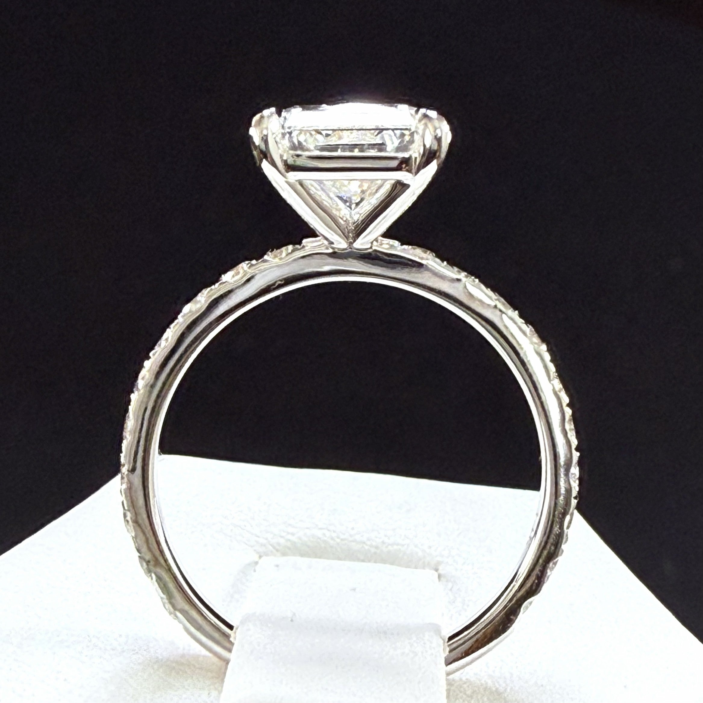 3.75ct Total Weight Radiant Cut Lab Grown Diamond IGI Certified 14K White Gold Engagement Ring