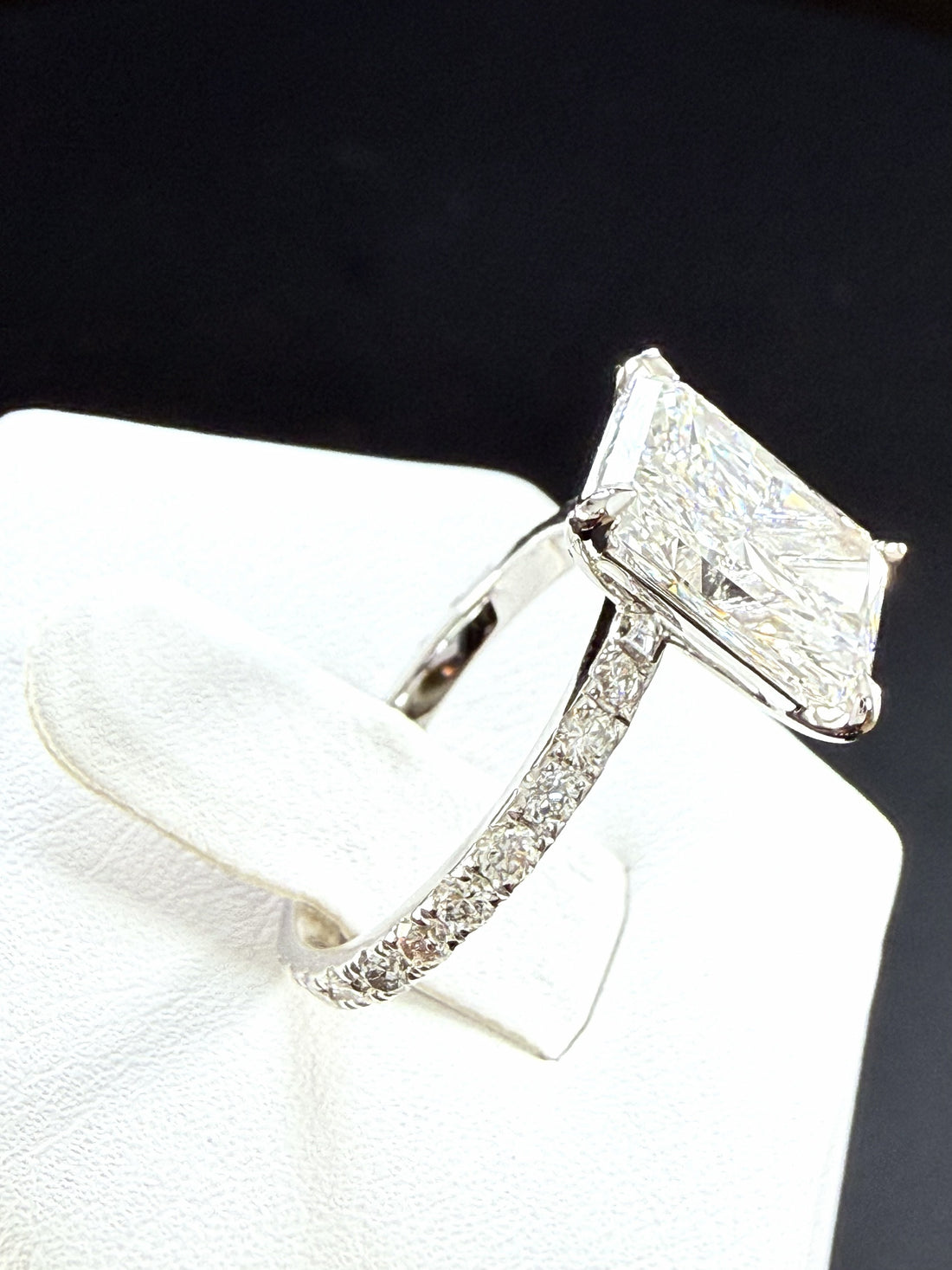 3.75ct Total Weight Radiant Cut Lab Grown Diamond IGI Certified 14K White Gold Engagement Ring