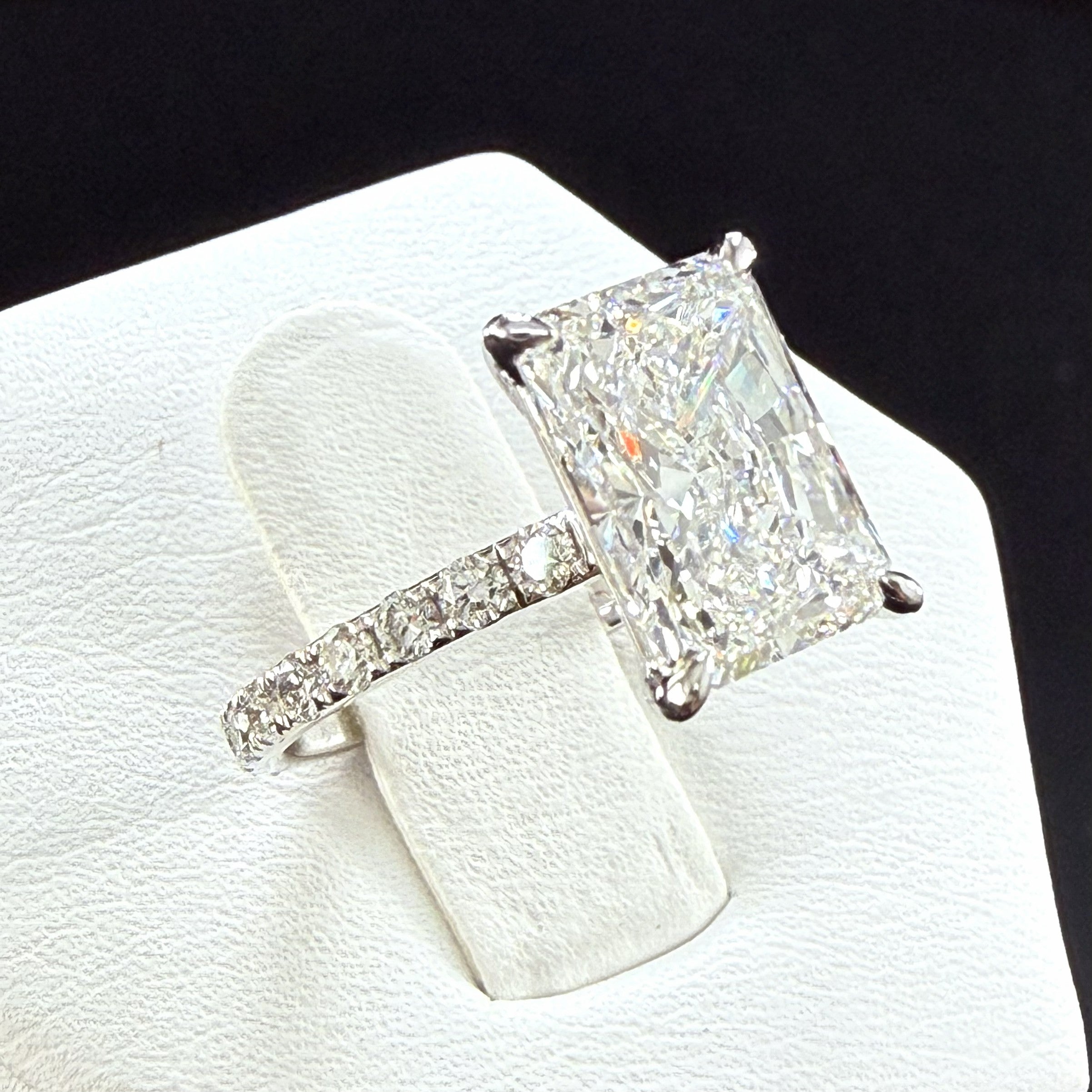 3.75ct Total Weight Radiant Cut Lab Grown Diamond IGI Certified 14K White Gold Engagement Ring