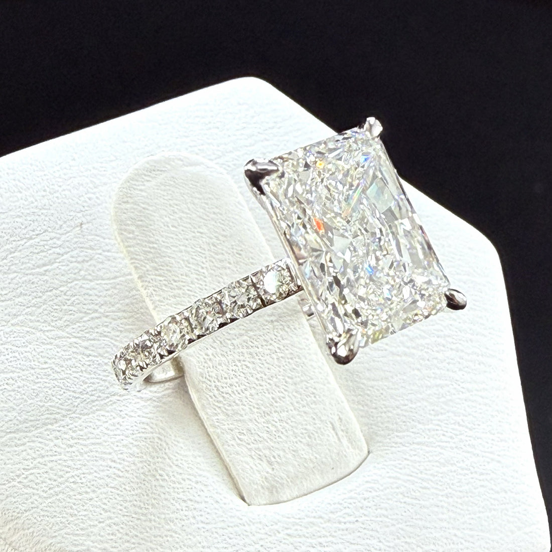 3.75ct Total Weight Radiant Cut Lab Grown Diamond IGI Certified 14K White Gold Engagement Ring
