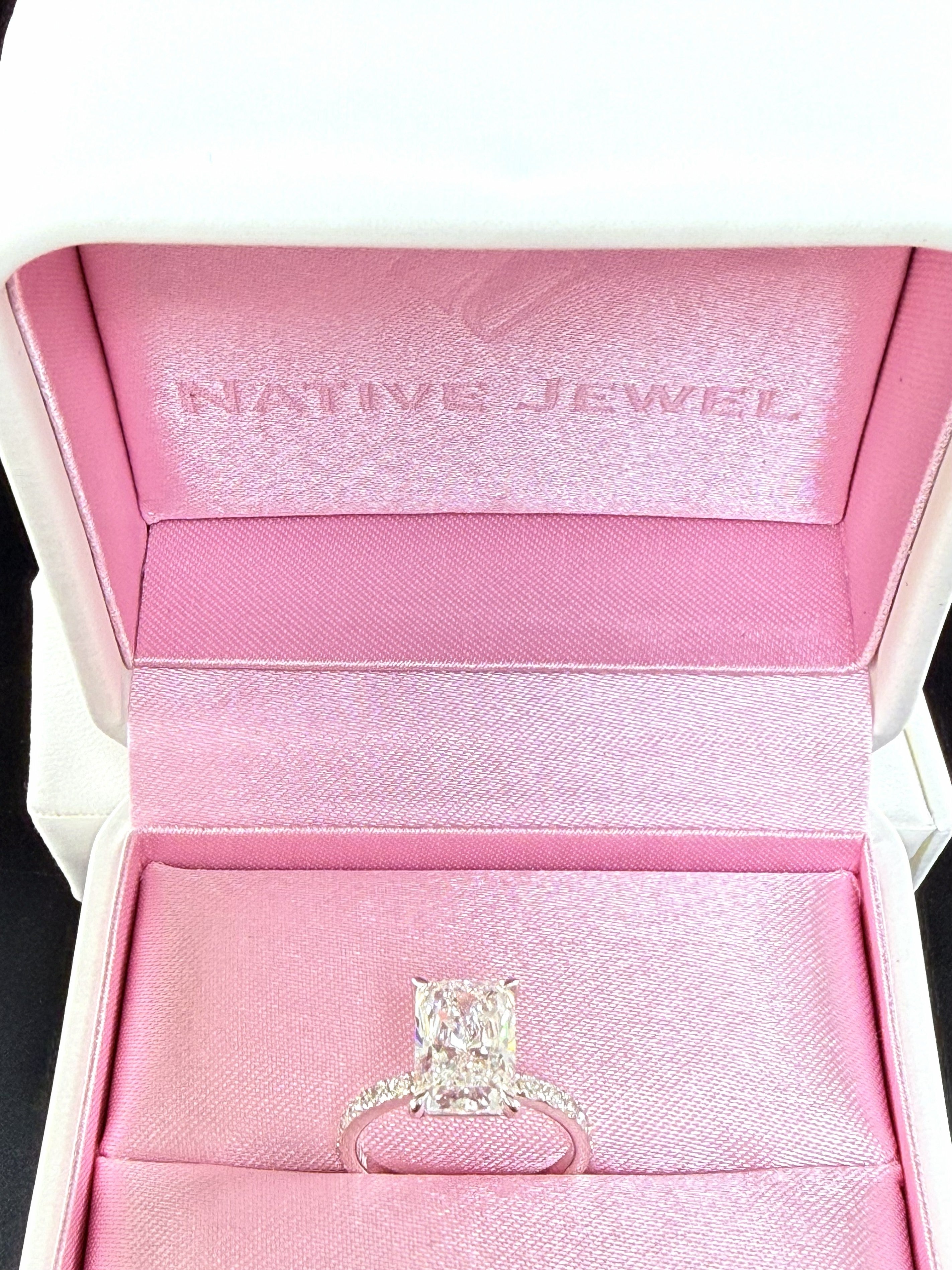 3.75ct Total Weight Radiant Cut Lab Grown Diamond IGI Certified 14K White Gold Engagement Ring