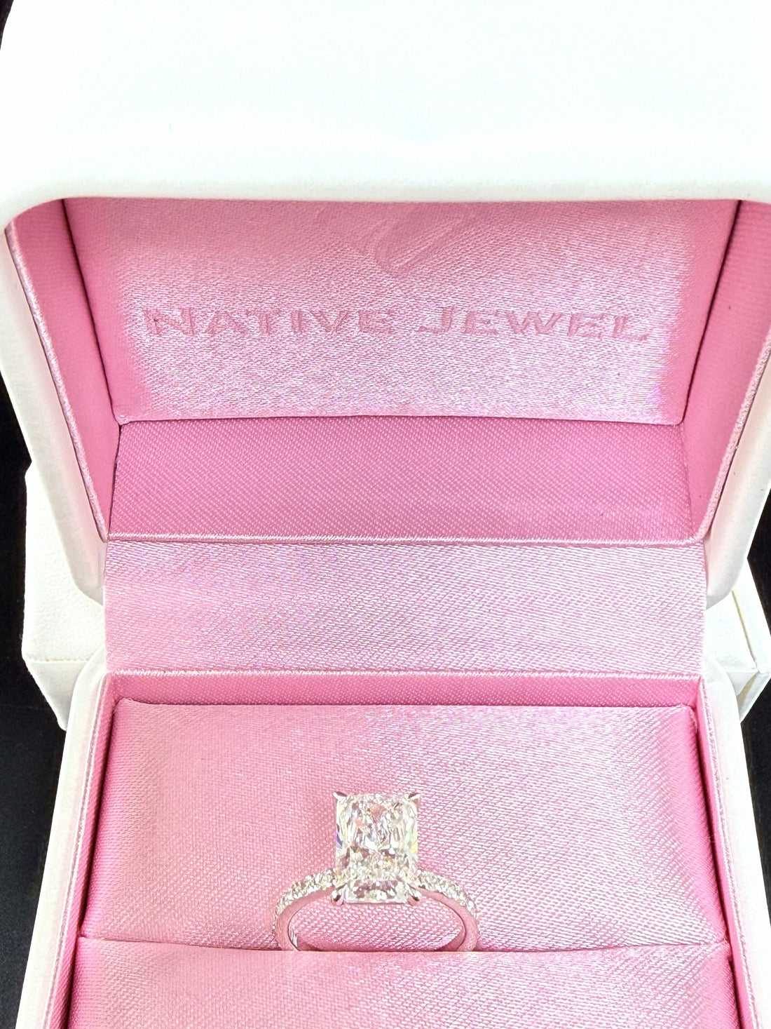 3.75ct Total Weight Radiant Cut Lab Grown Diamond IGI Certified 14K White Gold Engagement Ring
