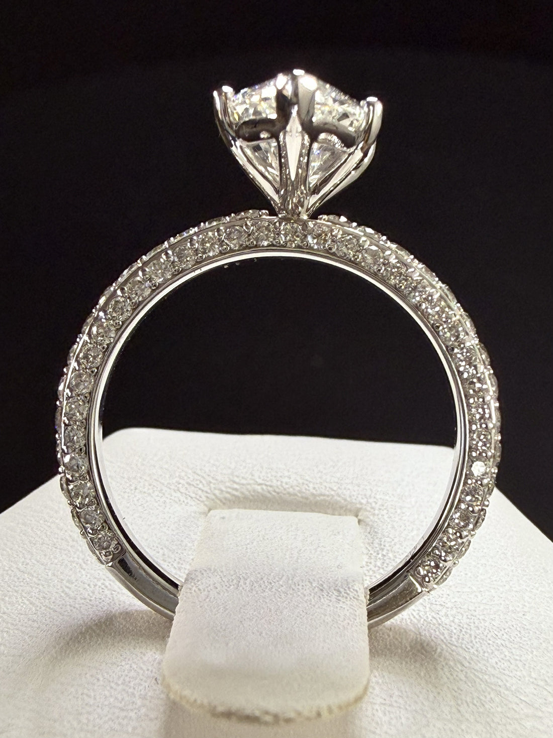 4 ct Total Weight Marquise Cut Diamond IGI Certified 14K White Gold All Sides Pave Engagement Ring