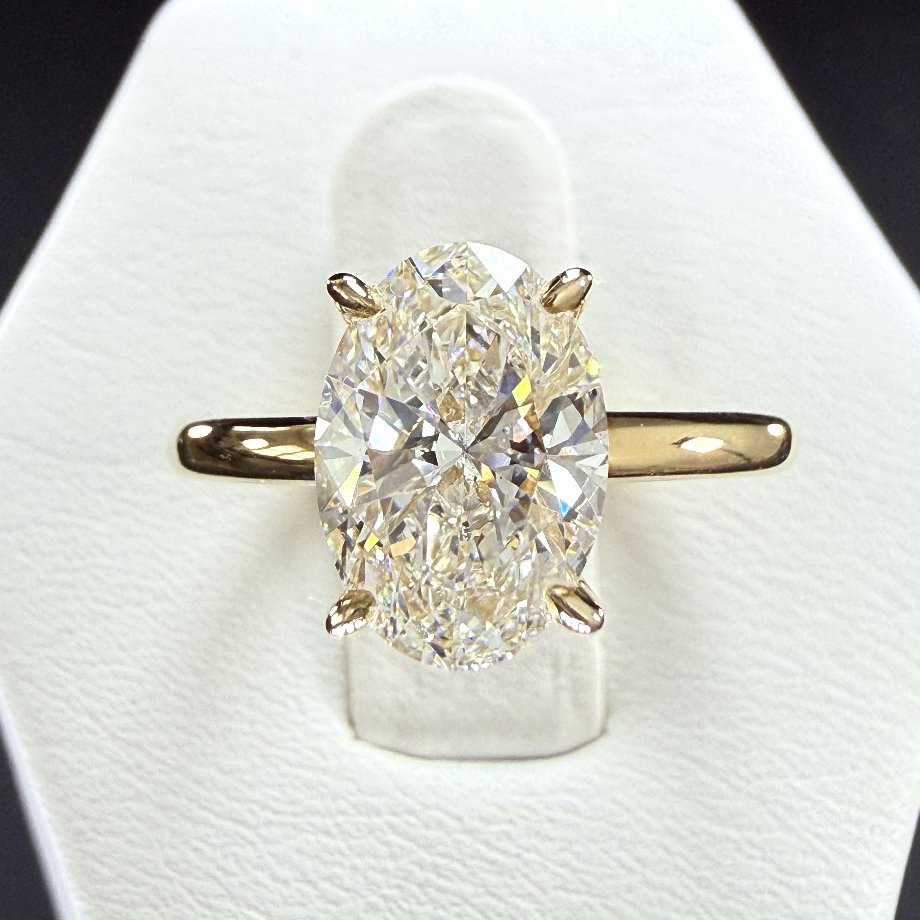 2ct Oval Cut Lab Grown Diamond IGI Certified 14K Yellow Gold Solitaire Engagement Ring