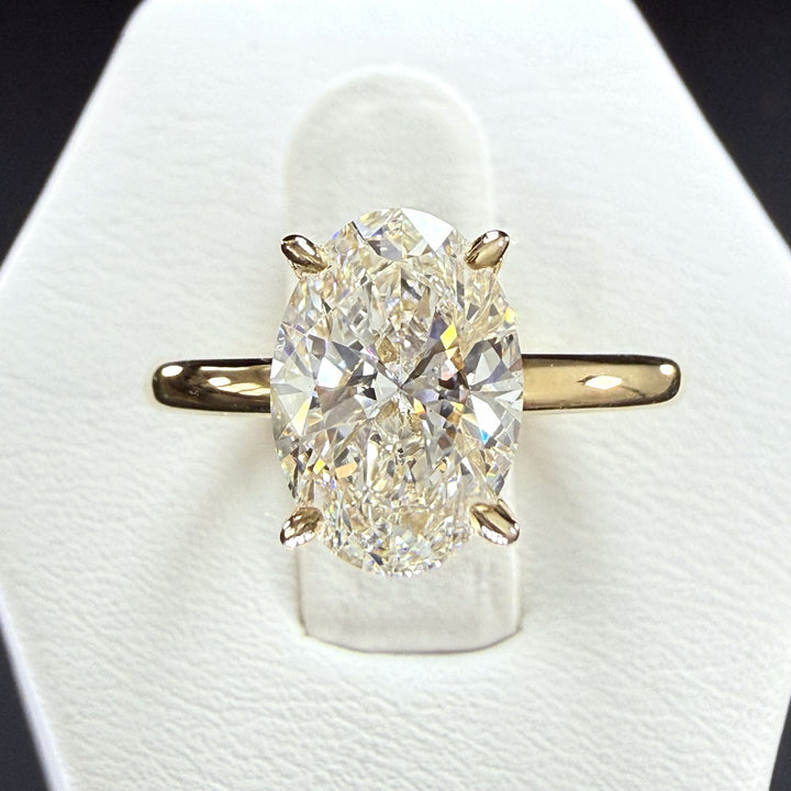 2ct Oval Cut Lab Grown Diamond IGI Certified 14K Yellow Gold Solitaire Engagement Ring