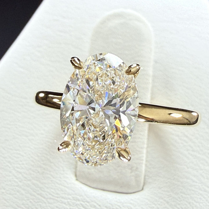 2ct Oval Cut Lab Grown Diamond IGI Certified 14K Yellow Gold Solitaire Engagement Ring