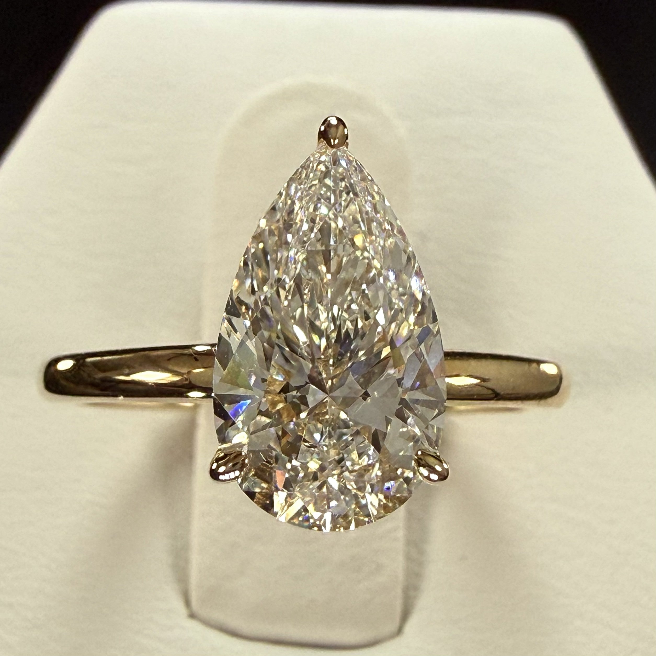 2ct Pear Cut Lab Grown Diamond IGI Certified 14K Yellow Gold Solitaire Engagement Ring