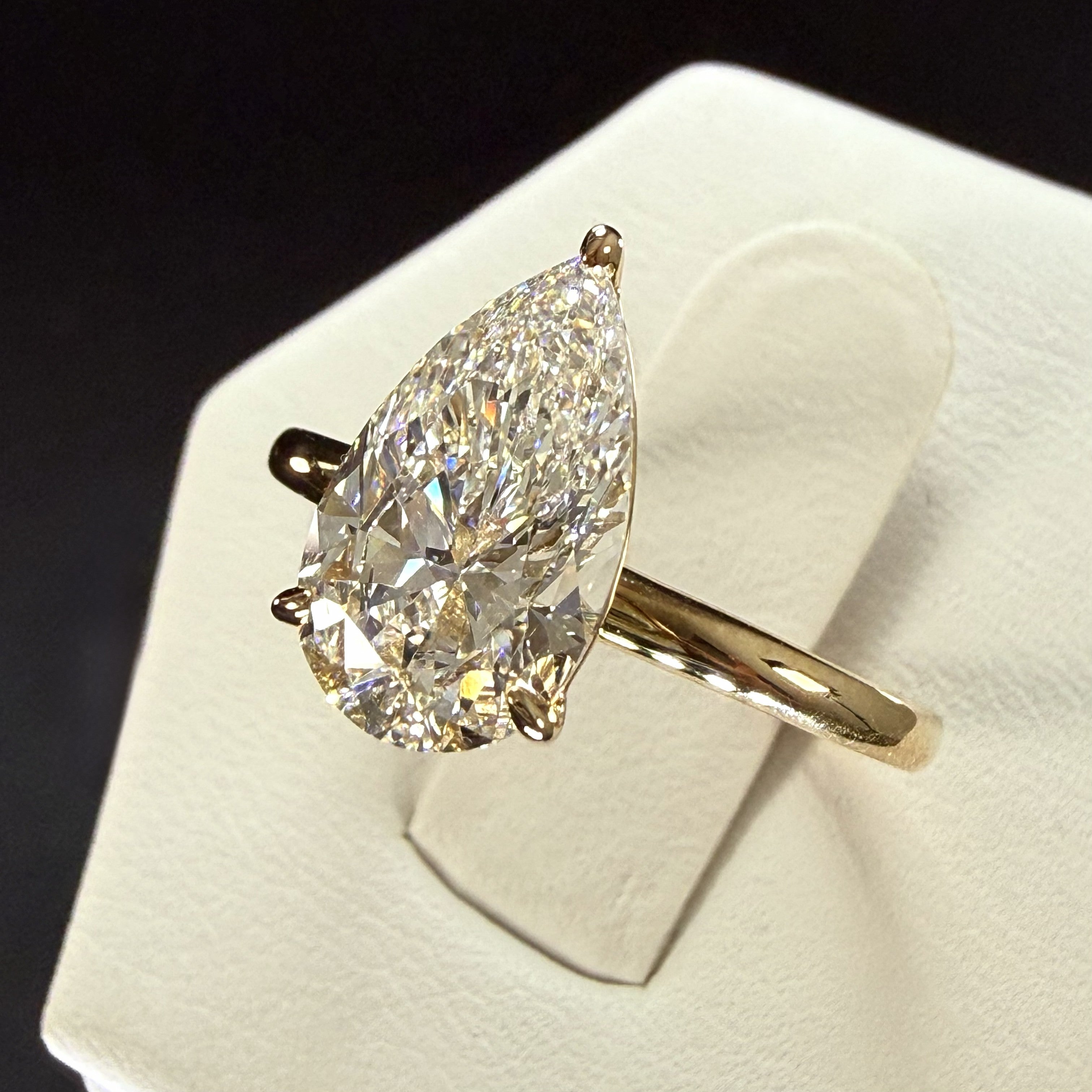 2ct Pear Cut Lab Grown Diamond IGI Certified 14K Yellow Gold Solitaire Engagement Ring